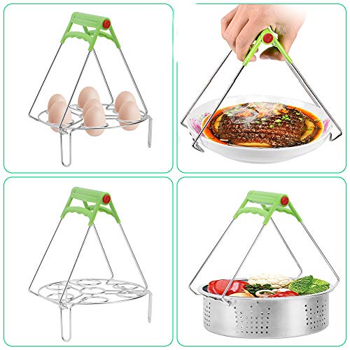 E-Gtong Pressure Cooker Accessories Set Fits 6, 8 QT, 5-Pieces Value Pack Included Stainless Steel Steamer Basket, Non-Stick Cake Pan, Egg Bites Molds, Egg Steamer Rack and Dish Clip