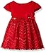 Youngland Baby Girls' Knit Bodice and Chevron Glitter Print Dress
