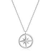 GAVU 925 Sterling Silver Compass Necklace for Women, Dainty Sterling Silver Necklace for Women