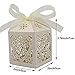 KPOSIYA 100 Pack Love Heart Laser Cut Wedding Party Favor Box Candy Bag Chocolate Gift Boxes Bridal Birthday Shower Bomboniere with Ribbons