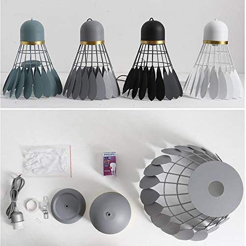 Wapipey Modern Simple Metal Iron Pendant Hanging Light Shuttlecock Creative Badminton Chandelier Light Art Decoration Black White Gray Drawing Living Room Droplight E27 (Color : Green) - Thumbnail 6