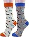 Carahere Women Girl Cute Cartoon Animal Pattern Socks Novelty Fun Cotton Crew Socks Blue/Orange
