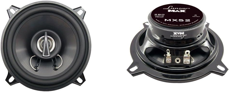 Lanzar Upgraded Standard 5.25'' 3 Way Triaxial Speakers - Full Range 240 Watts and 4 Ohms Impedance Injection Cone 80 - 20 KHz Frequency Response and 10 Oz Magnet Structure - MX52