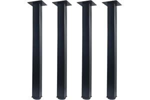 QLLY 20 inch Adjustable Metal Furniture Legs, Square Office Table Furniture Leg, Set of 4 (Black)