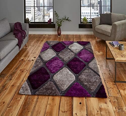 Rugs Direct Rug, Polypropylene, Grey/Purple, W150cm x L230cm, Multi-colour, 150 x 230 cm (Rectangular)