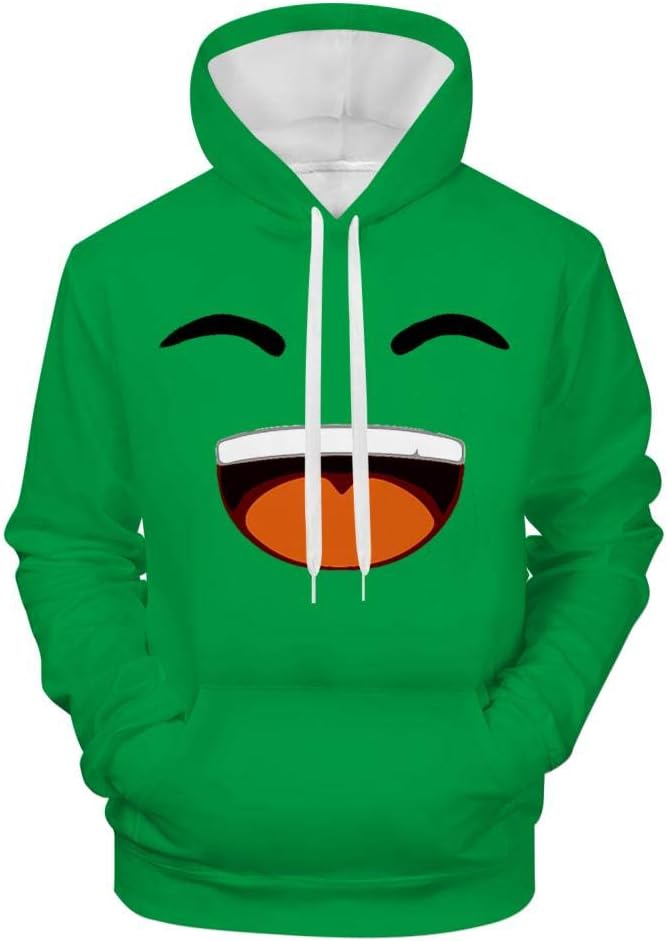 Men's Jelly Merch Funny Face 3D Print Drawstring Pockets Pullover Hoodie Long Sleeve Sweatshirt