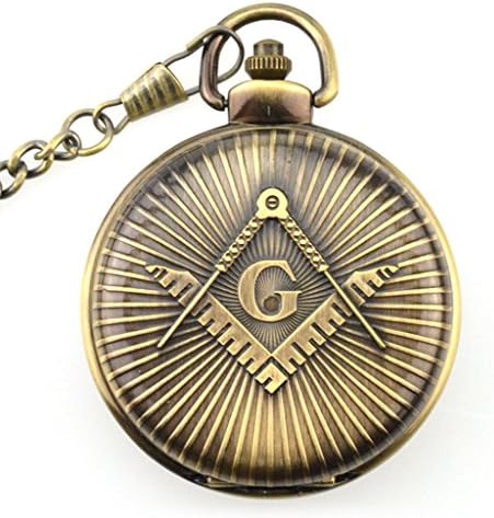 WZC 5.5cm Diameter Vintage Bronze Big Size Quartz Pocket Watch with Chains (Engineer)