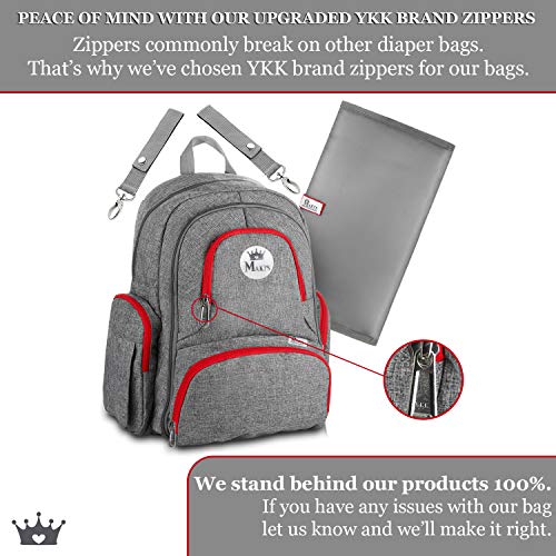 Baby Diaper Bag Backpack with YKK Zippers for Girls and Boys, Large Waterproof Diaper Backpack Organizer with Stroller Straps,Baby Wipes Pocket and Infant Changing Pad, Perfect for Baby Showers