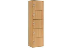 HODEDAH 5 Door Bookcase Cabinet, Beech