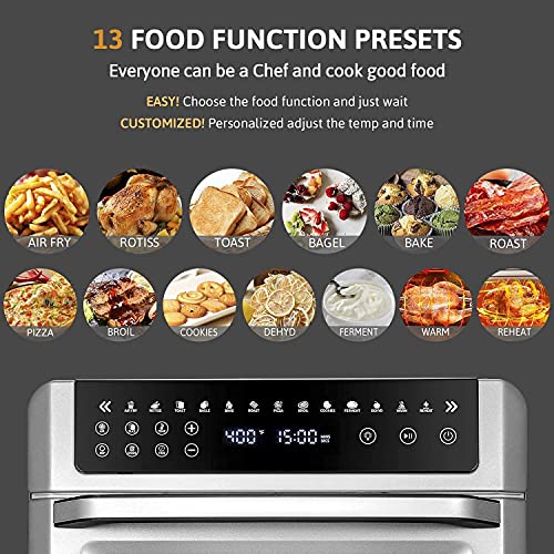 Gevi Air Fryer Toaster Oven Combo, Large Digital LED Screen Convection Oven with Rotisserie and