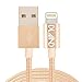 Apple MFi Certificated DLAND Golden Braided Aluminum USB Cable 3.3ft (1M) 8-Pin Lightning USB Charge Tangle Free Heavy Duty Lightning Charger Cable Cord for iPhone 6 6 Plus 5S 5C 5, iPad Air, iPad 4th Generation, iPad Mini, iPad Mini with Retina Display, iPod Touch 5th Generation and iPod Nano 7th Generation