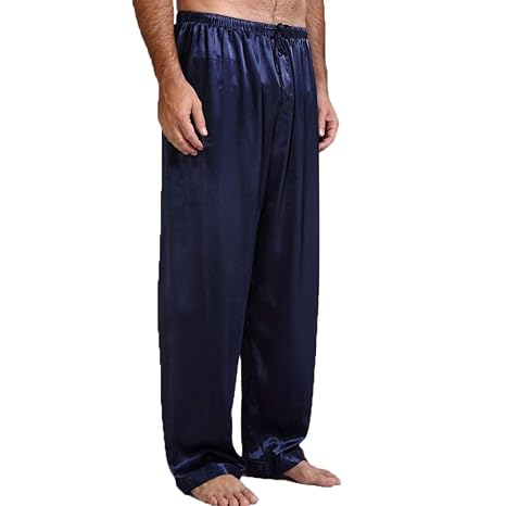 BriskyM Lässige Herren Hohe Taille Satin Seide Pyjama Hose Schlaf Bottom Hosen