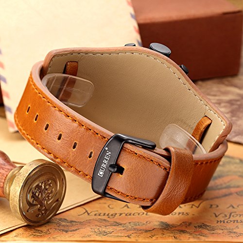 Curren - Reloj de pulsera analógico digital de cuarzo para hombre con pulsera de cuero - Imagen 7