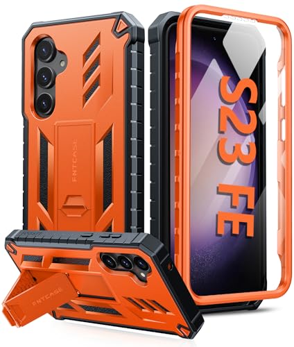 FNTCASE for Samsung Galaxy S23-FE Case: Military Grade Rugged Cell Phone Cover with Kickstand | Shockproof TPU Protection Bumper Matte Textured Design for Samsung Galaxy S23 FE 5G 6.4 inches