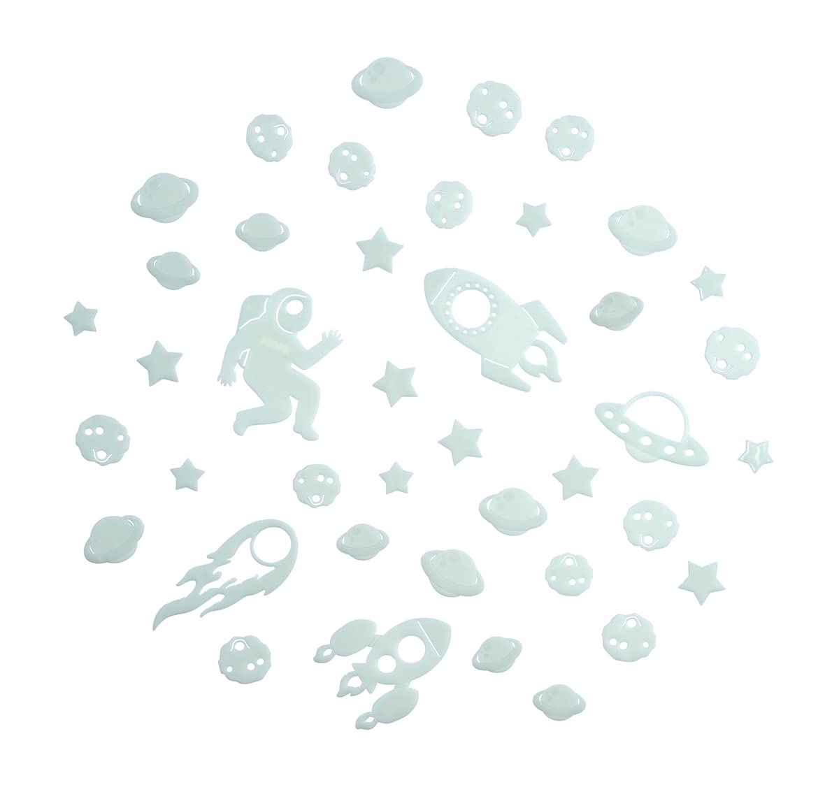 Simba 107826079 Glow in the Dark Space Set with Adhesive Rubber, Children's Room Decoration, 41 Pieces, Astronaut, Rockets, from 3 Years