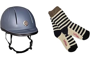 TuffRider Starter Basic Horse Riding Helmet Protective Head Gear for Equestrian Riders with Assorted Strip Socks