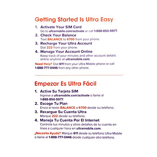 Ultra Mobile SIM Card Starter Kit with No Contract- GSM (T-Mobile) 4G LTE - Fits All Cell Phones (Standard, Micro, Nano) - Choose Your Plan on a Monthly Basis with 3ft Lightning and Micro USB Cable - Thumbnail 5