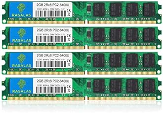 DDR2 800, Rasalas DDR2 8GB Kit (4X 2GB) DDR2-800 Udimm PC2-6400 2RX8 1.8V CL6 240-Pin Non-ECC Unbuffered Desktop RAM Memory Modules