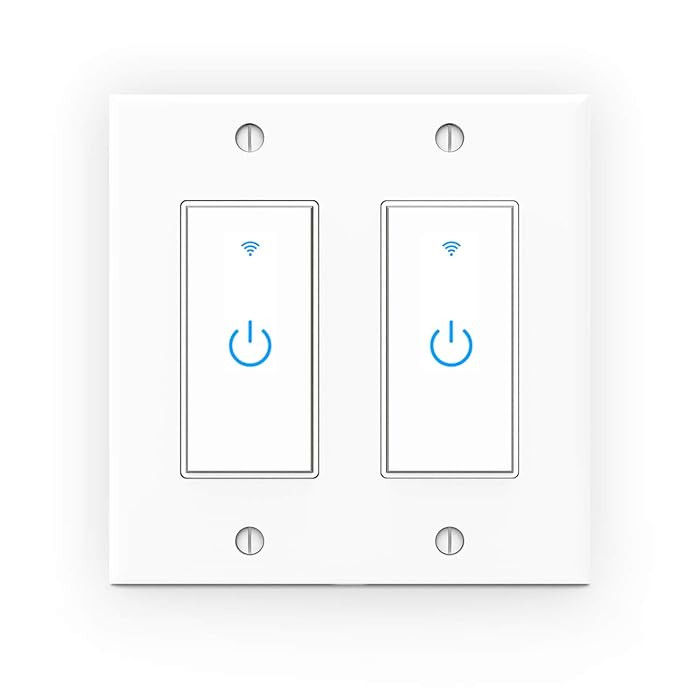 WiFi Light Switch, Smart Wall Switch 2 Gang, Touch Switch Remote Control- Compatible with Alexa Google Assistant and IFTTT, No Hub Required, Control Your Fixtures From Anywhere，ETL Listed