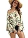 Floerns Women's Boho Print Off Shoulder Bell Sleeve Dress Blouse Green M