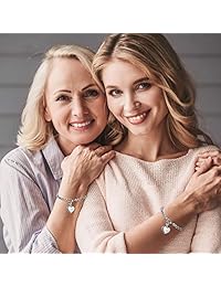 Pulsera de acero inoxidable con diseño de corazón con 26 letras del alfabeto para mujer