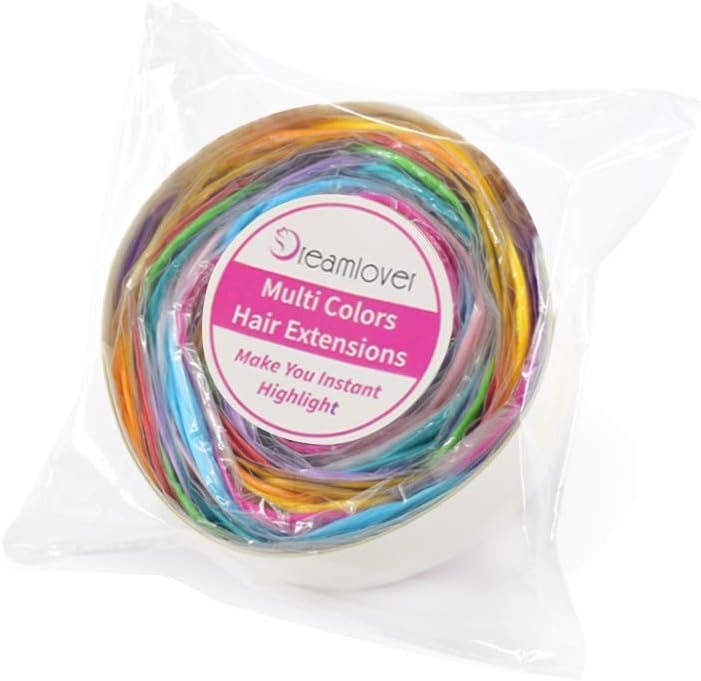 Dreamlover Coloured Hair Extensions for Kids Rainbow Hair Accessories for Girls 24 PCS, 12.5 inches(Curly) - Image 3