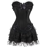 Corset Dress top Skirt Set Bustier Corsets for Women Embroidery Victorian Burlesque Lingerie