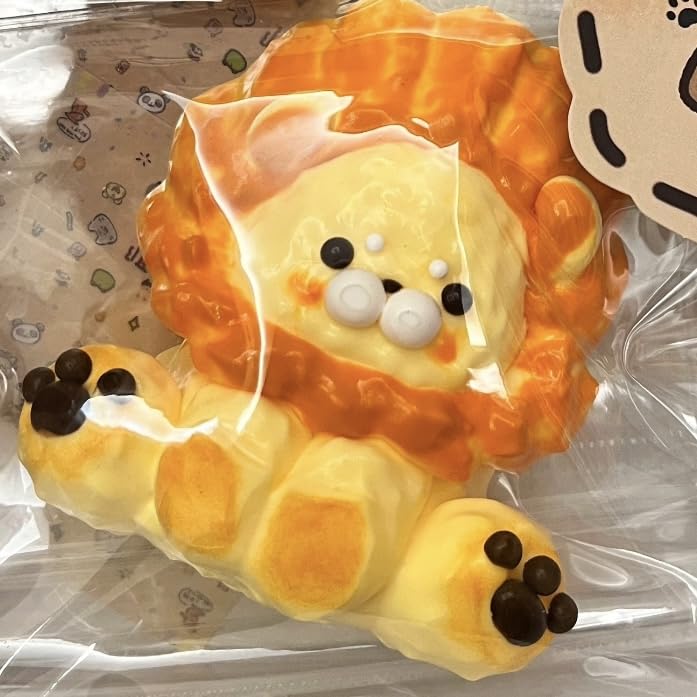 Taba Squishy,Stress Ball, Kawaii Squishies Silica Gel Toys,Stress Relieving Fur Ball OPP Packaging Gifts|Squishy Fidget Toys for Anxiety&Relaxation|Perfect Desk Accessory for Adults (Lion)