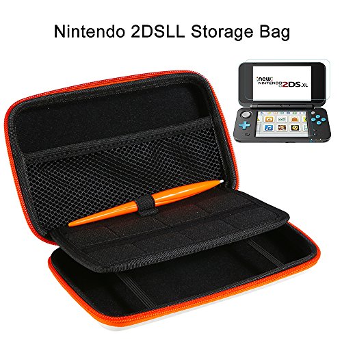 AZFUNN-New-Nintendo-2DS-XL-LL-Protective-Kit-Traveler-Case-Portable-Storage-Carry-Case-Bag-w-Handle-8-Game-Cards-Slots-2-Screen-Protector-Film-Stylus-for-New-2SD-XL-Game-Console