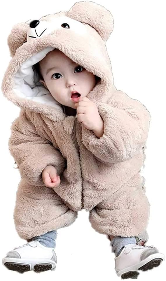 Amazon Co Jp 赤ちゃん 着ぐるみ ベビー服秋冬 動物子供服 フード付きロンパース 防寒着 モコモコ 暖かい 保温トレーナー 男女兼用 衣装 ルームウェア くまさん 仮装 コスプレ 部屋着 寝間着 パーティー プレゼント 誕生日 くま カーキ 服 ファッション小物