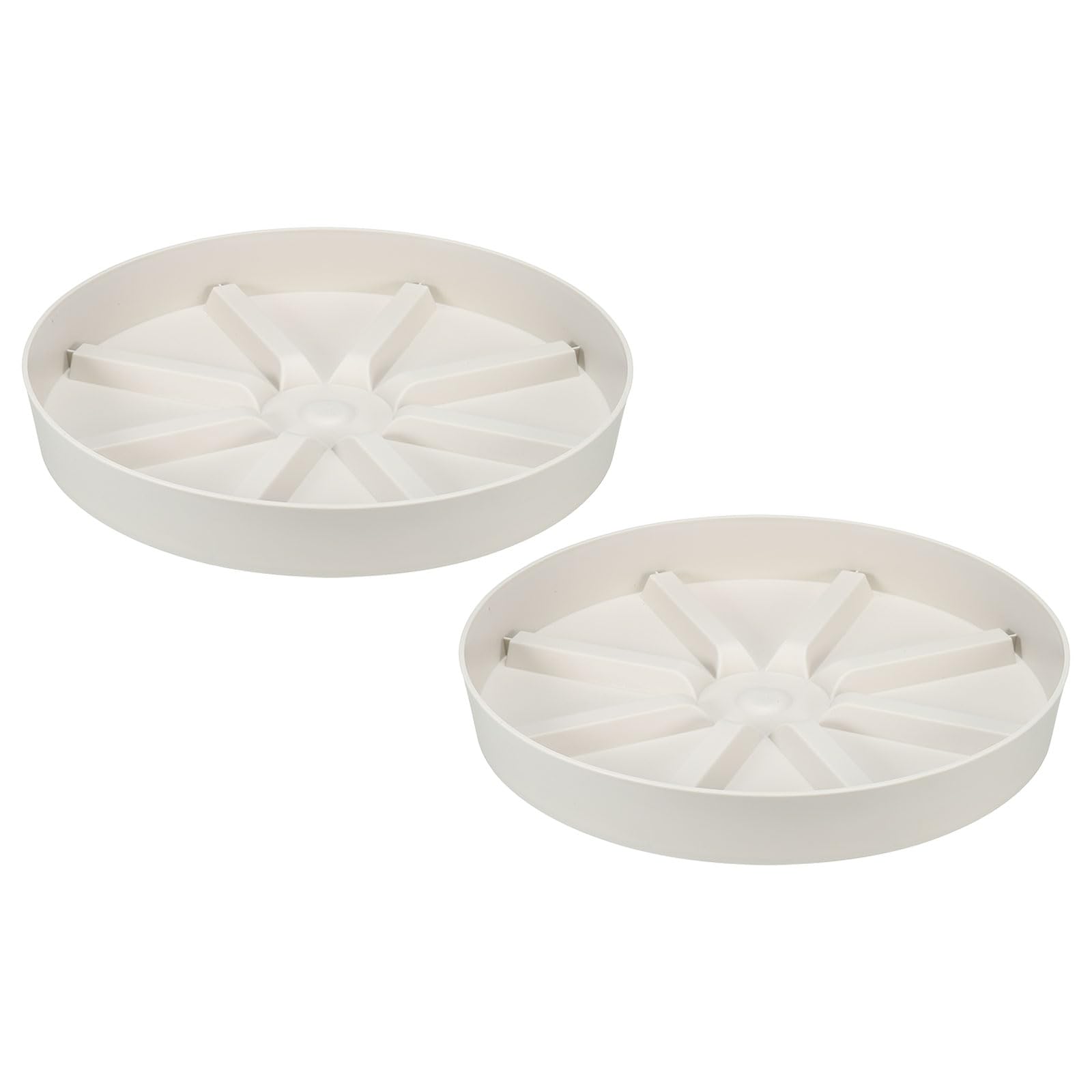 PATIKIL 11.8 Inch Plant Saucers Tray, 2Pcs Durable Plastic Round Flower Pot Drip Tray Thicker Anti-Rot Root for Indoors Outdoors Home Garden, Beige