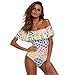Hallegave Padded One Piece Mesh Panel Swimsuit Swimwear Monokini,Yellow,Large