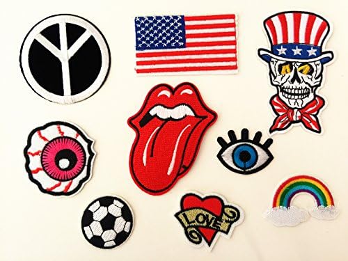 ELLA MAMA 9pcs Assorted Iron-on or Sew-on Embroidered Motif Applique Decoration DIY patches(EP004)