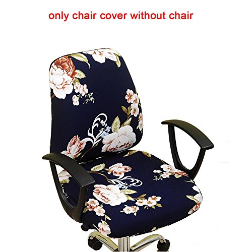 Jannyshop Slipcovers Cloth Chair Pads Removable Office Desk Cover Stretch Cushion Resilient Fabric Flowers