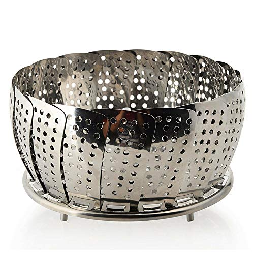 UPZHIJI Steamer Basket Stainless Steel Vegetable Steamer Basket Folding Steamer Insert for Veggie Fish Seafood Cooking, Expandable to Fit Various Size Pot (5.5" to 9")