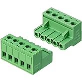 JANDECCN 10 Sets 5 Pin 5.08mm PCB Screw Terminal Block Phoenix Connectors | PA66, Easy Plug &amp; Screw Wiring, Fits 12-24 AWG Wire Gauge