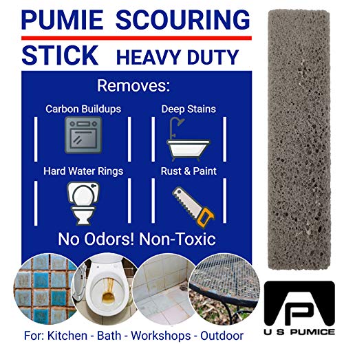 PUMIE Scouring Stick, Heavy Duty Extra Strong Pumice Cleaning Bar, Perfect Pumice Stone for Cleaning Tough Toilet Rings, Bathroom & Kitchen Stains - Scouring Stick on Toilet Bowls, Pool, Tiles(2 Pack)