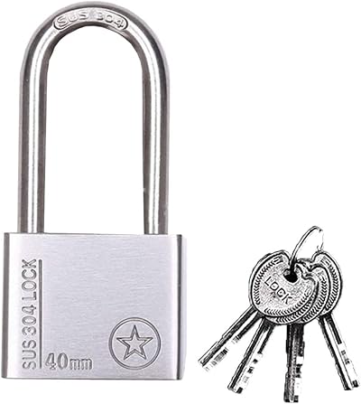 THETAG 304 Stainless Steel Padlock 4 Keys Weatherproof Heavy Duty 4cm