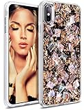 HoneyAKE Case for iPhone Xs Max Case Luxury Glitter Bling Sparkle Cute Pretty Handmade Genuine Shell Shockproof Protective Phone Cover Case for Girls Women for iPhone Xs Max 6.5 inches, Rose Gold