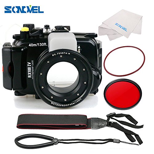 ソニーrx100用meikon 40メートル 130ft 防水 水中ハウジングケースカバーバッグ用ソニーdsc-シリコンケース Sony DSC-RX100 IV⁄ RX100 V 40m⁄130ft Meikon Underwater Camera