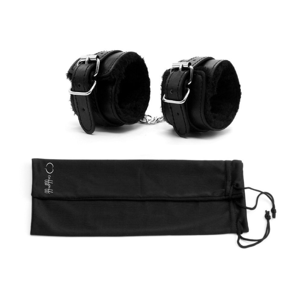 Wrist Handcuffs faux Leather Restraint Cuffs Black