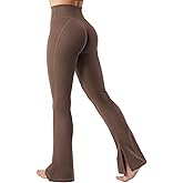 YEOREO Flare Split Hem Leggings for Women Tummy Control Workout Leggings Nasreen Hidden Scrunch Bootcut Gym Yoga Pants