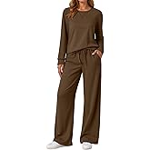 AUTOMET Womens Sweatsuits 2 Piece Sets Travel Outfits 2026 Fall Matching Lounge Set Oversized Sweatshirt Wide Leg Pants