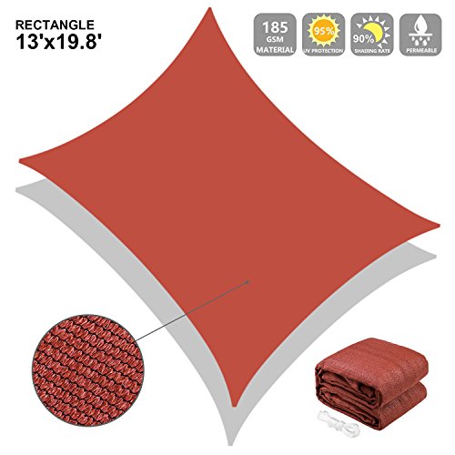 Ollieroo Shade Sail UV Block Fabric Patio Outdoor Canopy Sun Shelter with 5ft PE Ropes and Steel ...