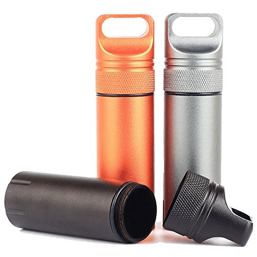 Eclimb 3pcs Portable Waterproof Aluminum Pill Box Bottle Storage Drug Holder Container Keychain for Outdoor Camping Travel