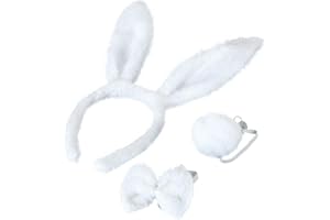 BinaryABC Bunny Rabbit Costume Set,Ears Headband Bow Ties Tail Set,Halloween Costume Assesories