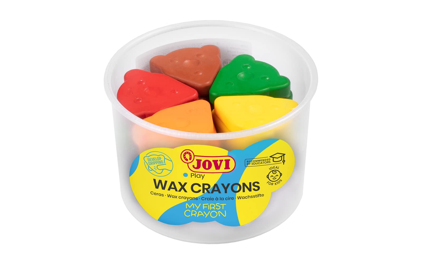Jovi - MY FIRST CRAYON Ergonomic Waxes for Kids - 30 Waxes in 10 Assorted Colours for Creative Learning, Bear Shape, Heavy Duty (943)