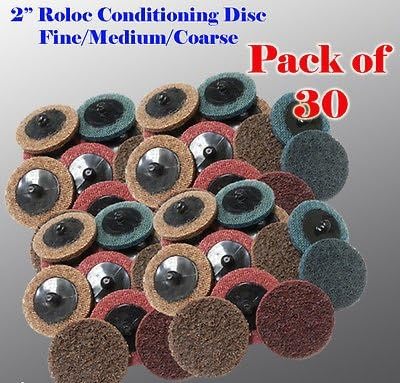 30 Mix 2" Roloc Surface Conditioning Sanding Disc Fine Medium Coarse Prep Pads