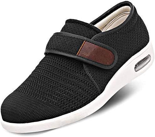 Mens Diabetic Edema Shoes Lightweight Walking Mesh Breathable Wide Sneakers Strap Adjustable Easy On and Off for Elderly, Swollen Feet, Plantar Fasciitis