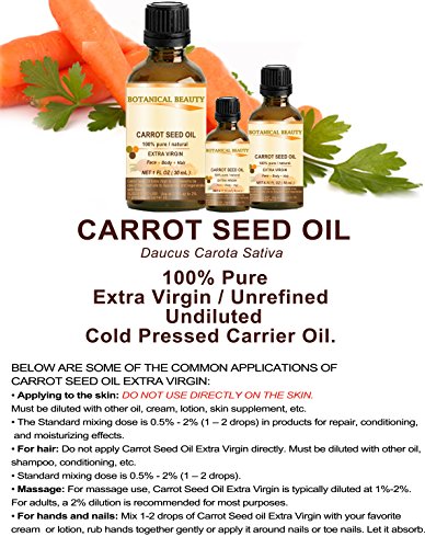 CARROT SEED OIL 100% Pure/ Natural /Extra Virgin / Unrefined / Cold Pressed/ Undiluted Carrier Oil. 0.33 Fl.oz.- 10 ml. Skin, Body and Hair Care. by Botanical Beauty